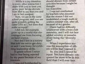 Un estudiante de Ingeniería explica en una carta por qué los chicos y chicas de su clase no son iguales